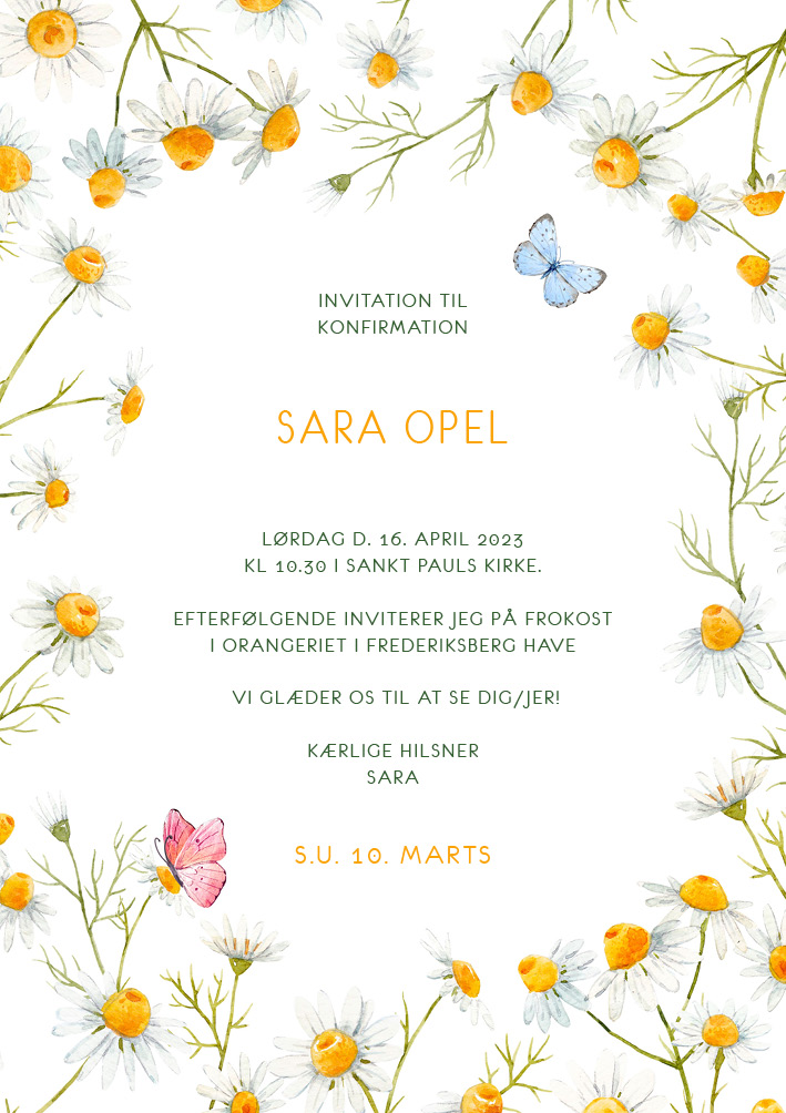 Invitationer - Sara Konfirmation